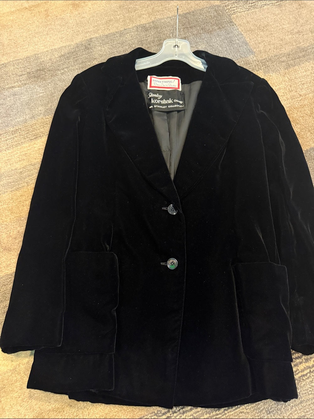 Something by Oscar de la renta Black Velvet Single-Breasted Blazer